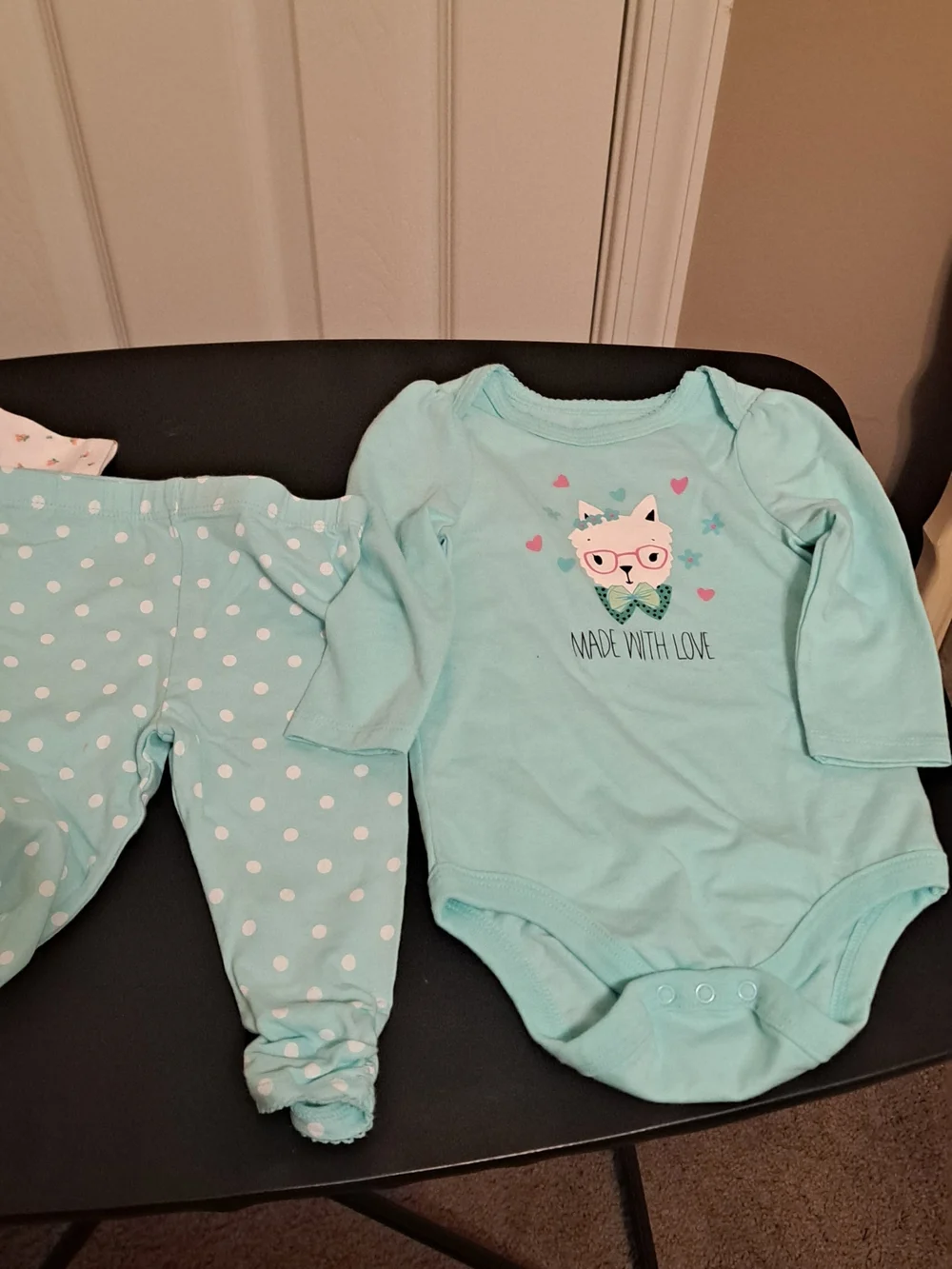 Baby Girls Mint Green Long-Sleeve One-Piece Bodysuit - Made With Love